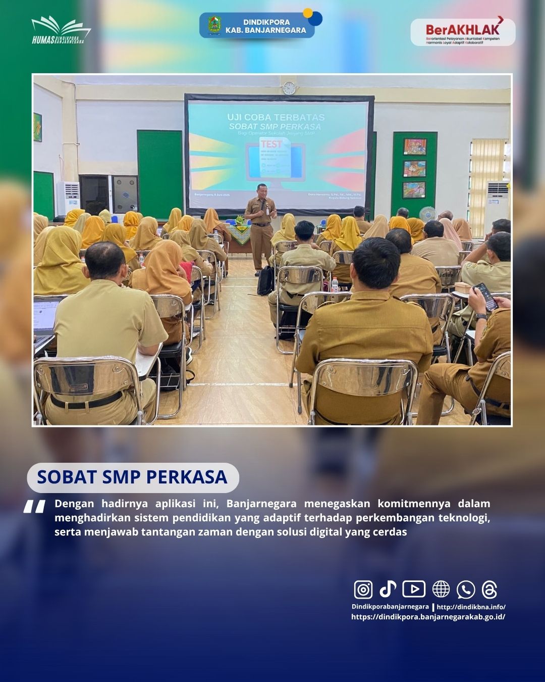 SOBAT SMP PERKASA, Inovasi Digital Pendidikan Banjarnegara Resmi Diluncurkan Bupati dan Disimulasika