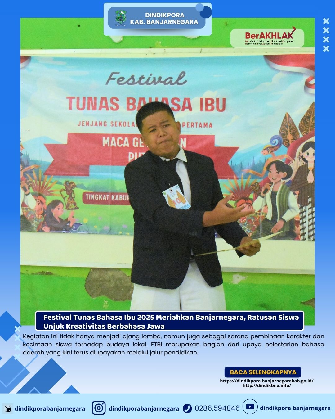 Festival Tunas Bahasa Ibu 2025 Meriahkan Banjarnegara, Ratusan Siswa Unjuk Kreativitas Berbahasa Jaw