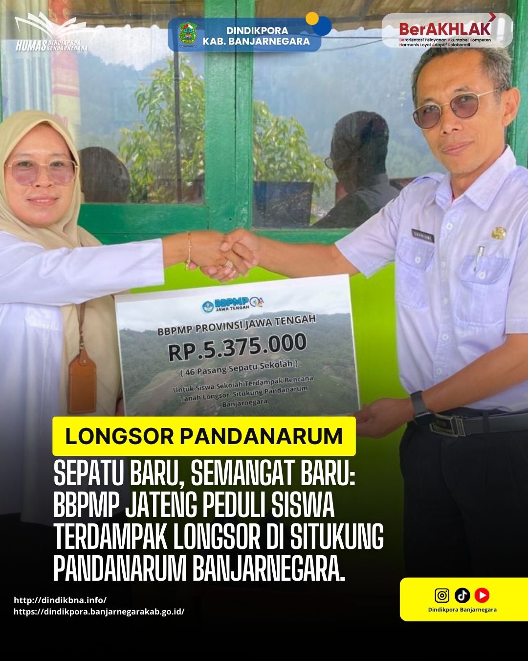 Sepatu Baru, Semangat Baru: BBPMP Jateng Peduli Siswa Terdampak Longsor di Situkung Pandanarum Banja
